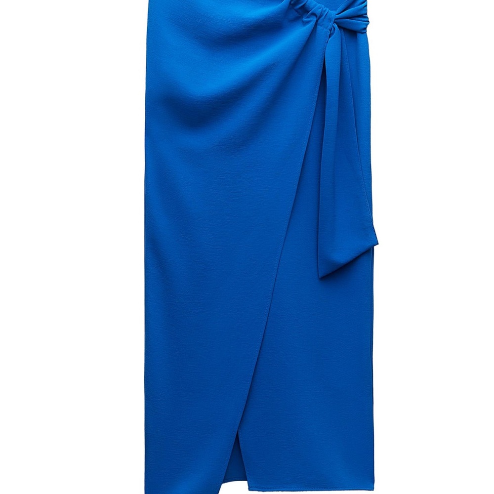 Zara Vibrant Blue Midi Skirt Xs